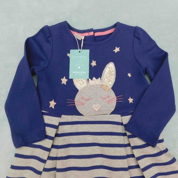 Monsoon NWT 18-24M Embellished Bunny Dress - Picture 2 of 3